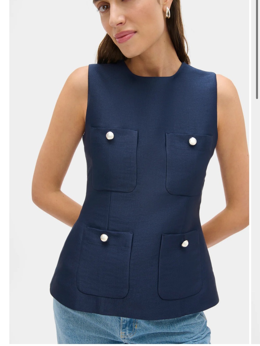 NWT ALIGNE ALMA SLEEVELESS SATIN TOP NAVY - Picture 3 of 5